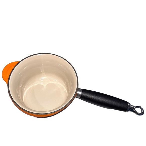 Le Creuset Volcanic Orange Flame Enamel Cast Iron 1 1/4 Quart Saucepan #16 - Picture 2 of 11